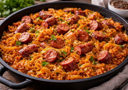 Полкочана капусты и пачка копченых колбасок: тушеная капуста по-вкусному — ужин из простых продуктов