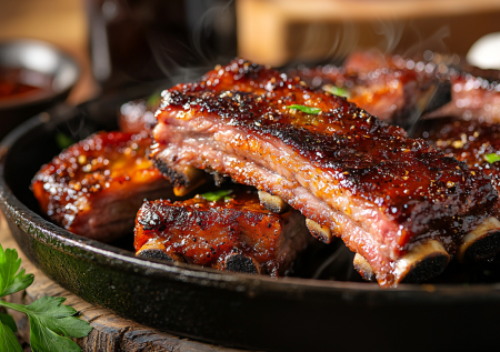Горячее для праздничного стола на Пасху: свиные ребра с глазированной корочкой барбекю