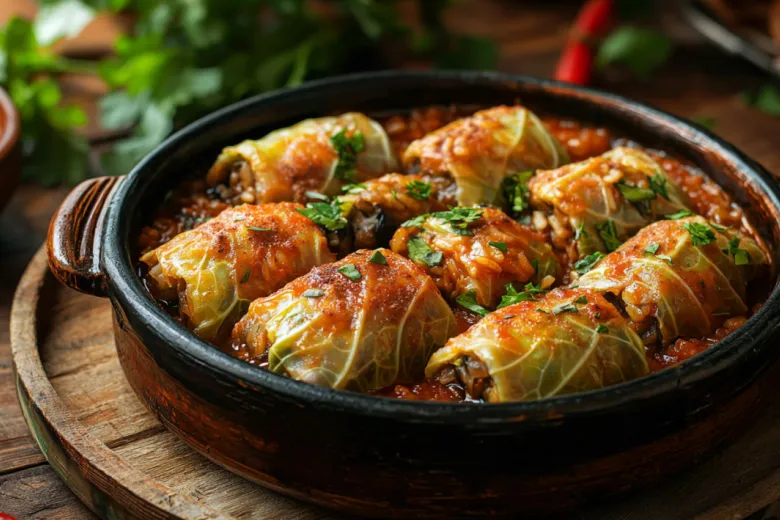 Самые ленивые голубцы с бататом и капустой (запеченные)