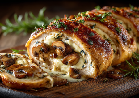 Делаю из сухой куриной грудки сочный рулет-жюльен — это проще, чем кажется: завернули — и в духовку