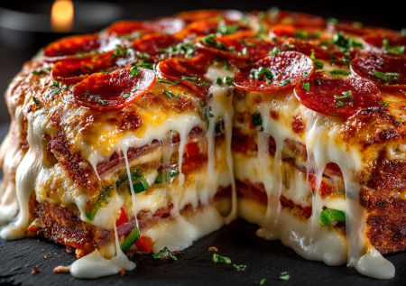 Как можно есть обычную пиццу после такого? Готовлю слоеный пицца-торт — это настоящий хит