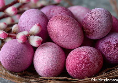 Полчаса — и достаю «зефирные» крашенки на Пасху. Нежные, матовые, с легким малиновым отливом