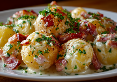 В мундире больше не делаю. Готовлю картофель по-немецки — в сливках с ветчиной и чесночком— вкуснее мяса