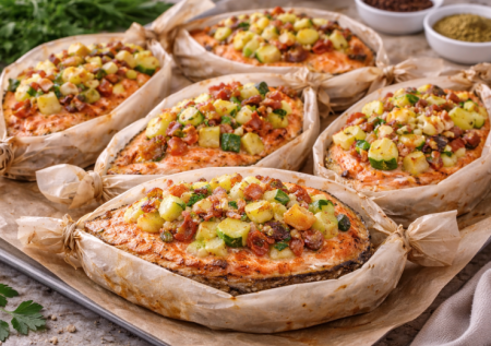 Пасхальный ужин без мяса: порционные лодочки с форелью и овощами в духовке — просто и вкусно