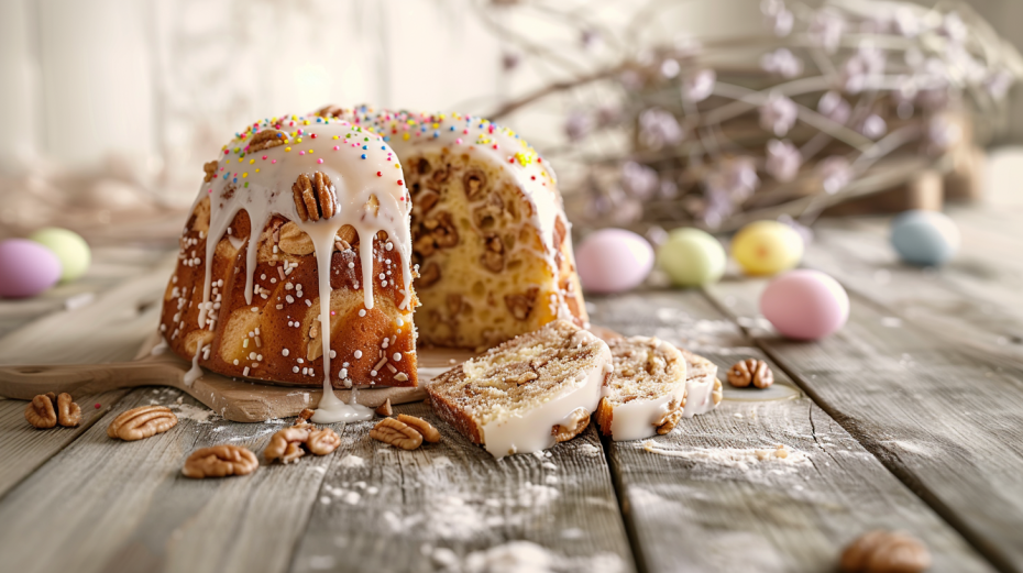 Классический пасхальный кулич с грецкими орехами