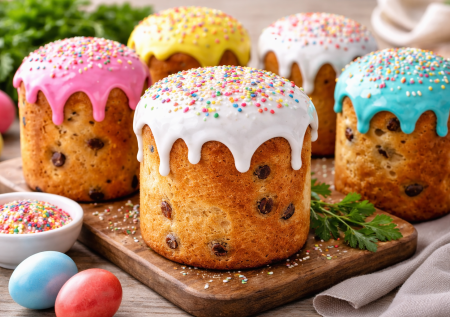 Пышный пасхальный кулич на молоке и масле. Старый бабушкин рецепт, который всегда получается, + разноцветная глазурь