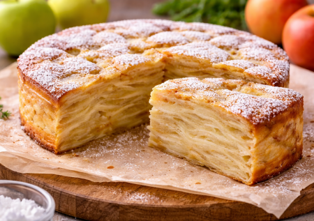 Вместо шарлотки теперь «Невидимка» — текстура как пух: рецепт с добавлением молока и тонких слайсов яблок