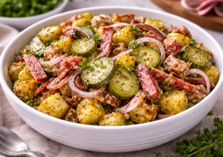 Картофельный немецкий салат делаю так: от него не оторваться — на застолье стал хитом