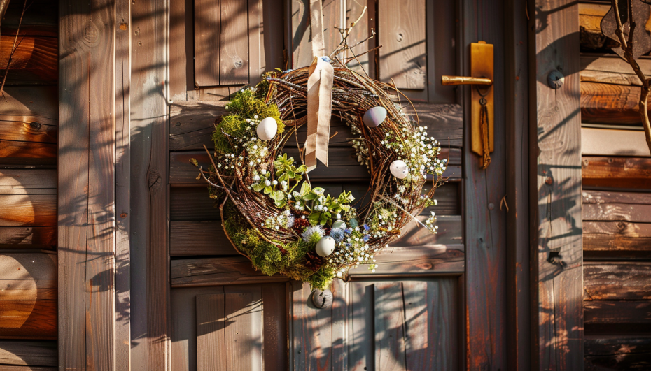 Натуральные материалы: ветки, мох, лен, дерево