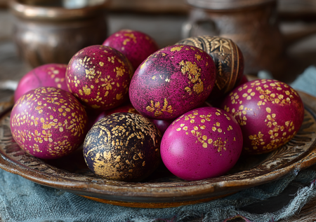 Вместо скучных бурых крашенок на Пасху — эта нежность: розовый фон и золотая пыльца за 5 минут