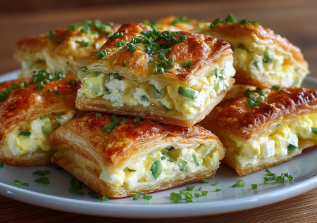 Тарталетки — прошлый век. Слойки с яичным салатом и маринованными огурцами — сочнее, нежнее и в сто раз быстрее