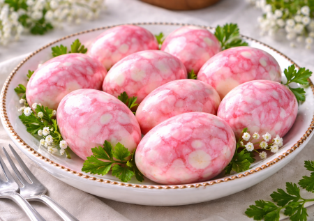 Красим яйца на Пасху со свеклой: красивые, с розовым мрамором — такие станут главным украшением стола