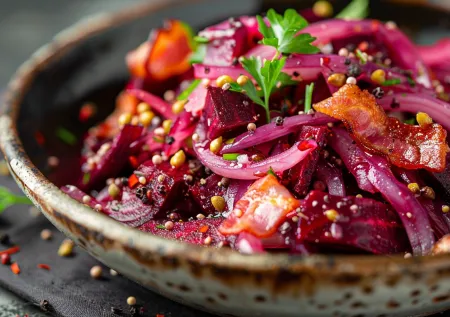 Свекла и бекон — это вообще законно? Яркая закуска, от которой гости будут в шоке