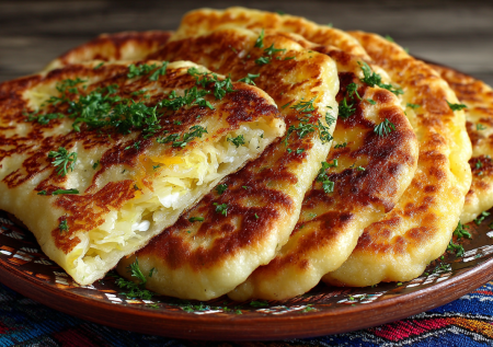 С мясом больше не делаю: чебуреки с капустой получаются сочнее и нежнее. Макаю в сметану — объедение!