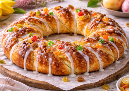 Вместо кулича — пасхальный венок: ароматный, мягкий и невероятно красивый на праздничном столе