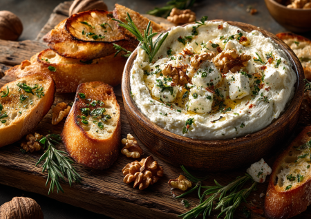 Печеный чеснок с козьим сыром — изысканная закуска, которая преображает обычный батон