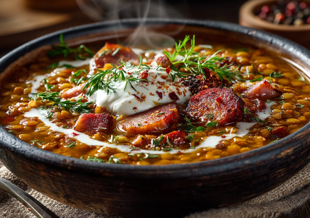 Такой суп хочется есть тоннами! Готовлю с чечевицей и ароматными копченостями