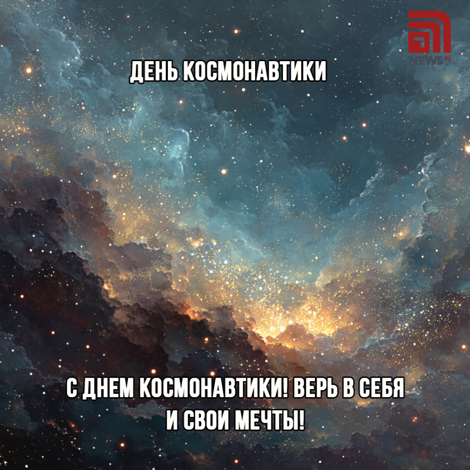 Поздравительная открытка на День космонавтики