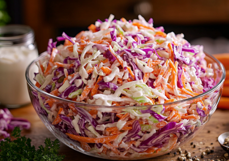 Майонезные салаты в отставке. Мой фаворит весной — коулслоу: хрустящий, свежий, с ореховой ноткой