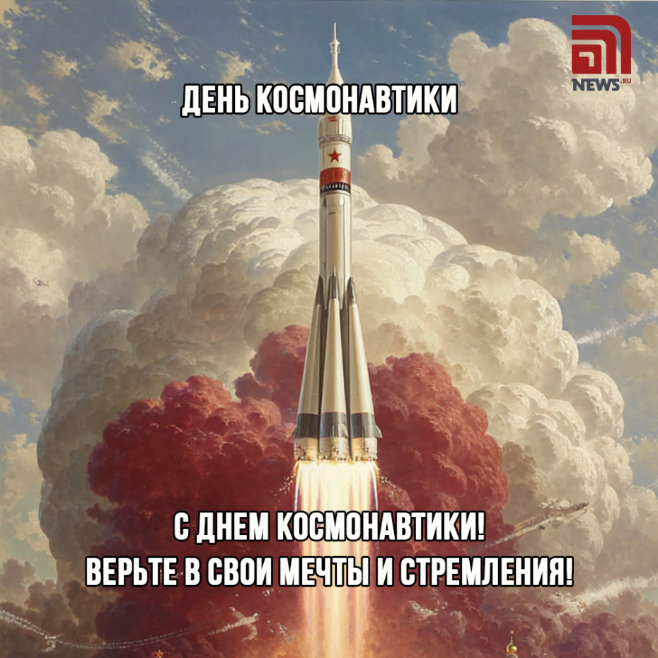 Красочные открытки на День космонавтики