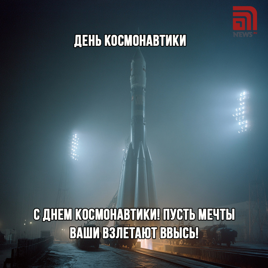 Открытка на День космонавтики