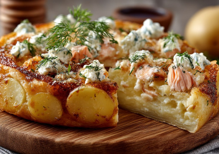 Готова есть на завтрак, обед и ужин — рыбный пирог на картофельной основе вместо теста