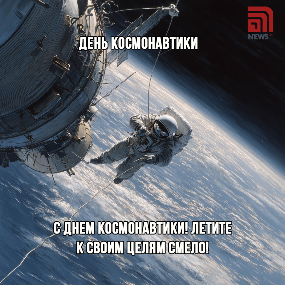 Поздравительная открытка на День космонавтики