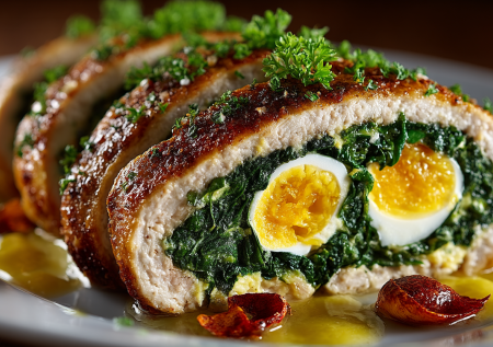 Куриный рулет «Павлиний глаз» на Пасху  — вместо скучной запеканки: эффектно, сытно и без лишних хлопот