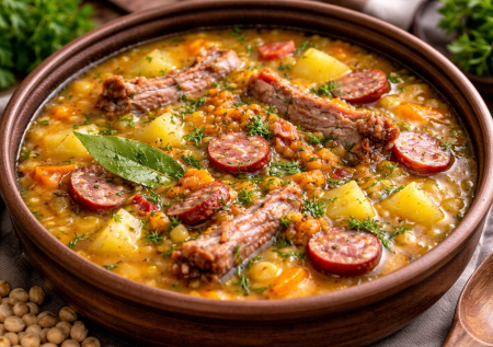 Вместо надоевших щей и лапши: гороховый супчик с копченостями — с секретом, как быстро разварить горох до кремовой нежности