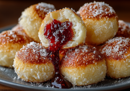 Кладу ложку повидла на кружок теста и выпекаю. Постные шарики теперь пеку каждый день — нежнее и вкуснее любой выпечки