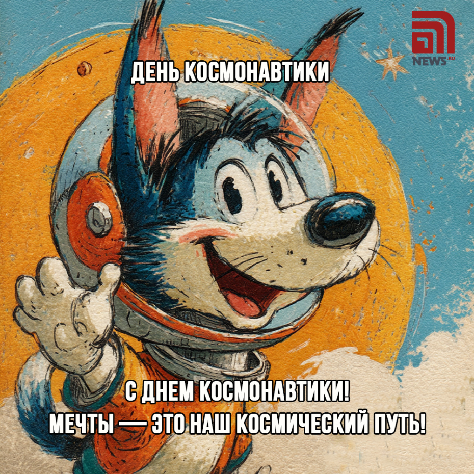 Картинка с поздравлениями на День космонавтики