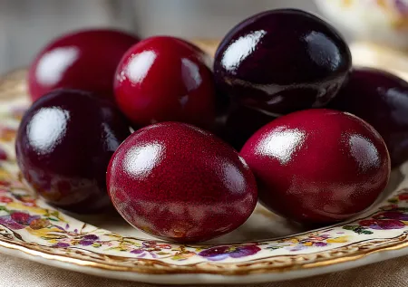 Не красные, а шикарные — яйца бордовые с шелковым блеском, которые всех впечатлят