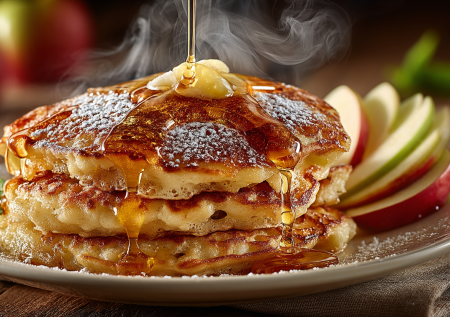 Творог и яблоки — беспроигрышная классика: сочные панкейки к завтраку. Готовлю сразу двойную порцию