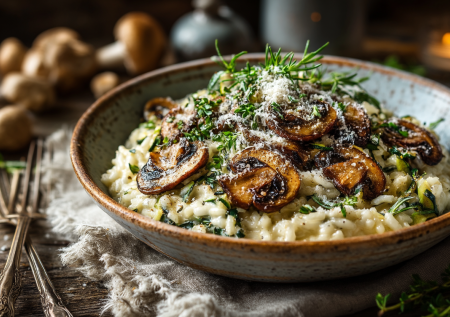 Ризотто — это не сложно. Этот рецепт с грибами и с кабачком — шедевр, который рождается в одном сотейнике