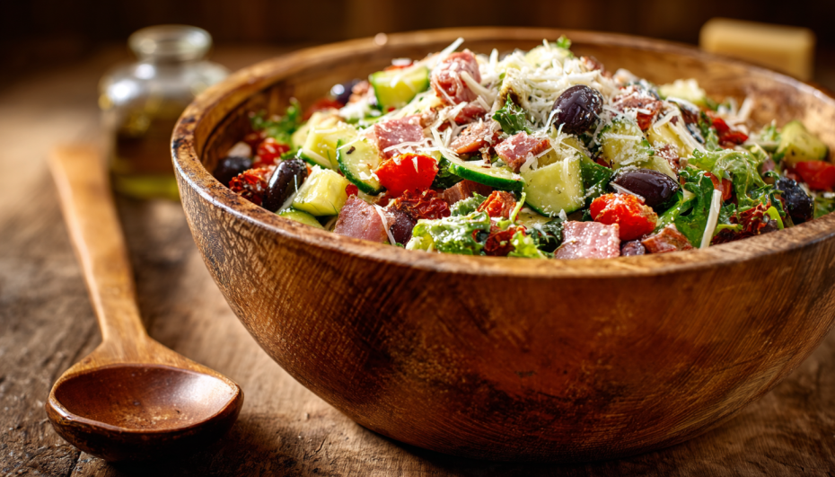 Средиземноморский салат из остатков закусок