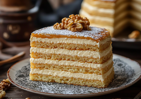 Коржи не раскатываю, выливаю тесто на противень — и на 5 минут в духовку: медовик — элементарный рецепт