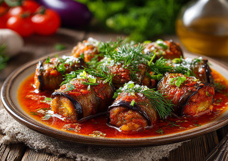 Альтернатива голубцам и фаршированным перцам: мясные рулетики с баклажанами