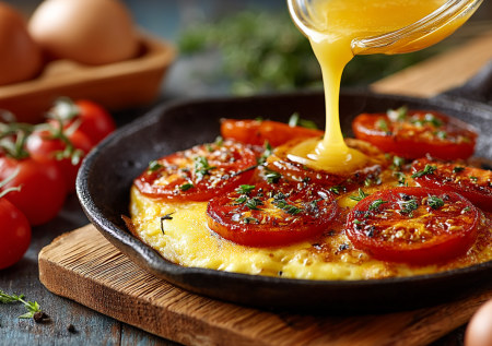 Помидоры и яйца — идеальный дуэт для завтрака: не нужно уметь готовить, чтобы пожарить этот омлет