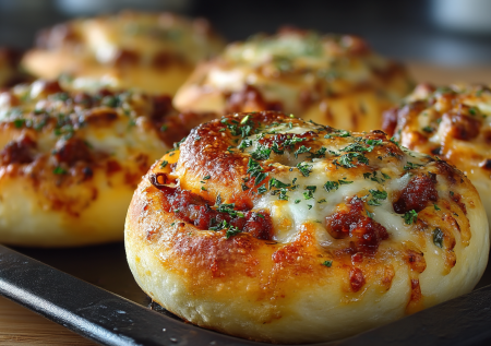 Натираю на терке — и на огонь. Пицца в булочках — нежная, хрустящая и ароматная