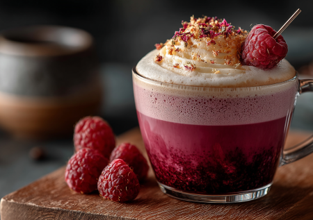 Малиновый датский латте с ванильной пенкой из сливочного сыра — хит за 8 долларов делаю дома за копейки