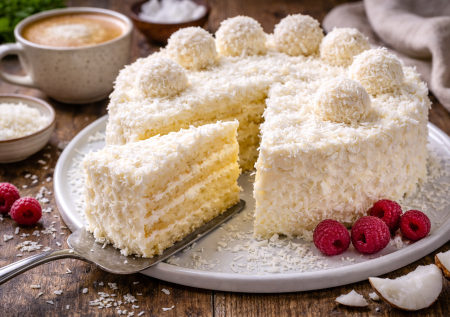 Кокосовый красавчик печется за 20 минут: легкий торт без муки — нежный как «Рафаэлло»