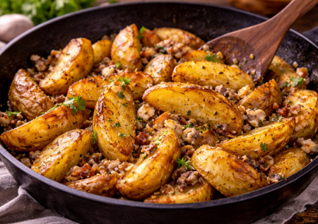 Пожарьте картошку на сале так: от неё не оторваться — рецепт с чесноком и луком. Ароматная и по-настоящему домашняя