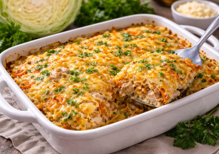 Шинкую капусту и заливаю кипятком: капустная запеканка с фаршем по самому вкусному рецепту. Простой приём, который делает блюдо нежным