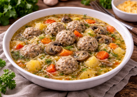 Щи с фрикадельками без варки бульона: обалденный быстрый суп. Сытно, ароматно и по-домашнему вкусно
