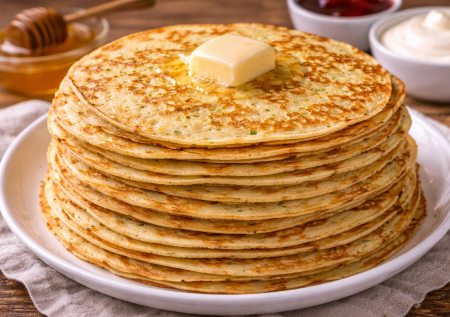 Мешаю пачку творога и молоко: через 20 минут на столе гора блинчиков — подходят и под соленую, и под сладкую начинку