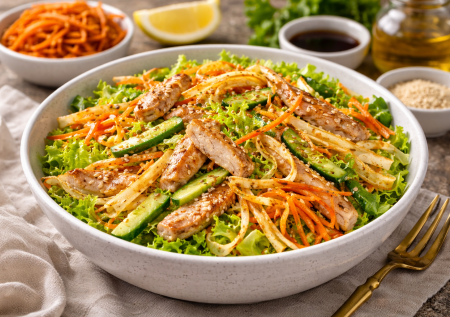 Рецепт для стройнеющих: овощной салат с яичными блинчиками — сытный, легкий и вкусный вариант без чувства «диеты»