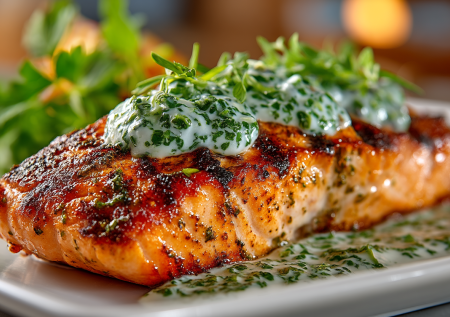 Этот рецепт создан для гриля — жарю рыбку под домашним соусом «Зеленое яблоко»