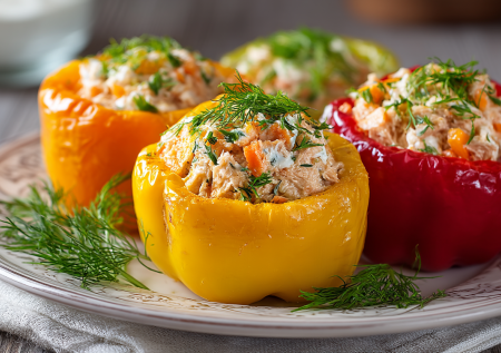 Без варки, запекания и тушения: фаршированные перцы с консервированный тунцом — вкуснятина на миллион