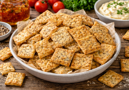 Маринад от помидоров не выливаю — готовлю хрустящие крекеры к чаю или паштету. Исчезают мгновенно