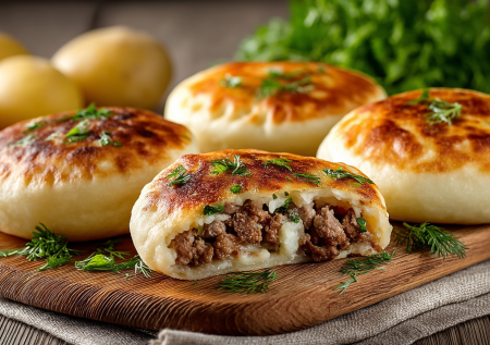 Пирожки не жарю — беру картошку и готовлю пышки: в духовке, с мясной начинкой